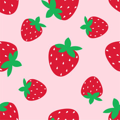Seamless pattern with cute strawberry.