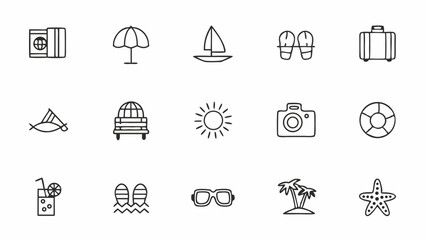 summer set of web icons in line style  summer vaca.eps