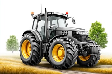 Obraz premium Modern Tractor in Field