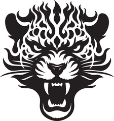 Roaring Cheetah Vector – Tribal Wild Cat Head Tattoo & Logo Design
