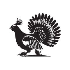Minimalist Capercaillie bird Silhouette - Capercaillie Vector - Illustration of Capercaillie bird - Black and White Capercaillie bird Design.