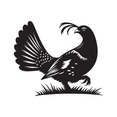 Minimalist Capercaillie bird Silhouette - Capercaillie Vector - Illustration of Capercaillie bird - Black and White Capercaillie bird Design.
