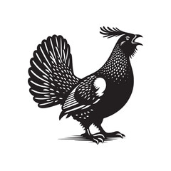 Minimalist Capercaillie bird Silhouette - Capercaillie Vector - Illustration of Capercaillie bird - Black and White Capercaillie bird Design.