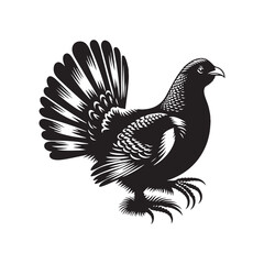 Minimalist Capercaillie bird Silhouette - Capercaillie Vector - Illustration of Capercaillie bird - Black and White Capercaillie bird Design.