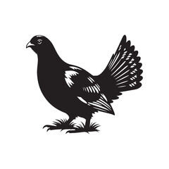 Minimalist Capercaillie bird Silhouette - Capercaillie Vector - Illustration of Capercaillie bird - Black and White Capercaillie bird Design.