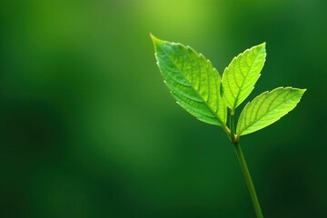 Single delicate sapling, vibrant green leaves, isolated , fresh, isolated background, new