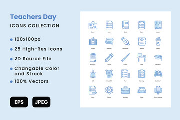 Teacher day vector icons set