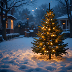 christmas tree in the snow