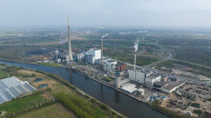 Odense power plant along the Odense canal, denmark, energy generation, The Fyn Power Station, coal, straw, and municipal waste-fired power station