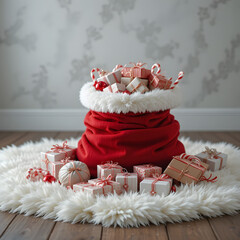 christmas cake with candles and gifts