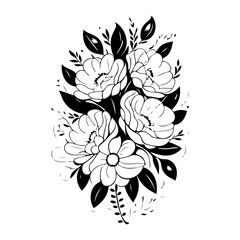 Elegant Floral Black and White Line Art Design
