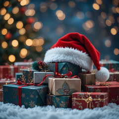 santa claus with gift boxes