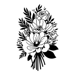 Botanical Black and White Flower Arrangement