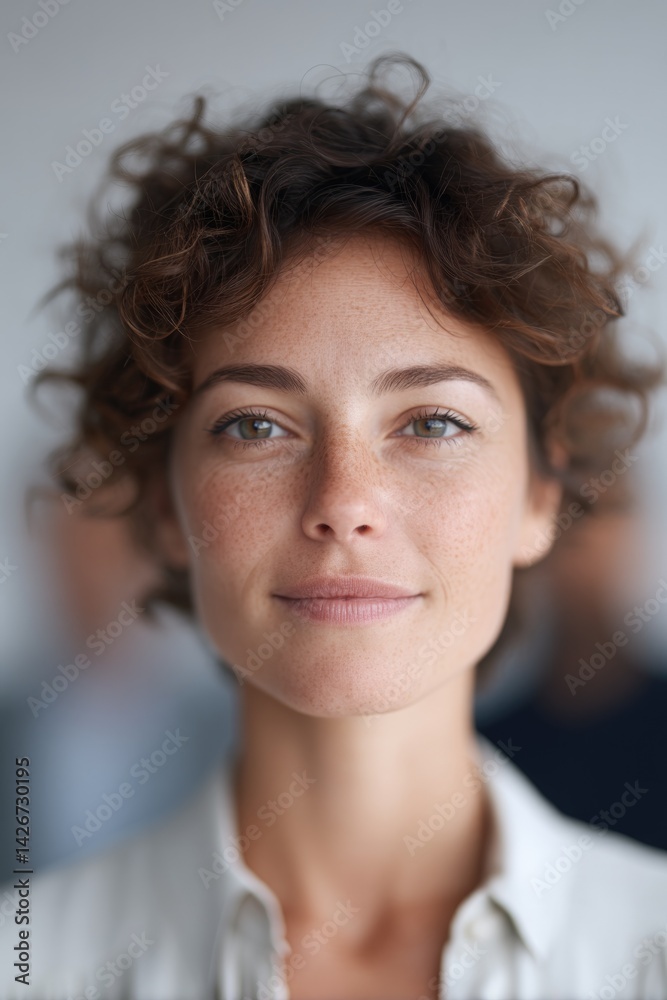 Wall mural capture portrait of person representing teamwork using blurred background for focus