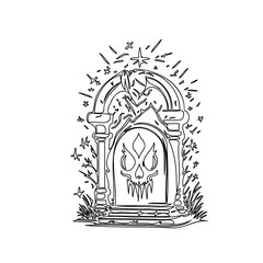 Magical Portal Hand Drawn Sketch Illustration