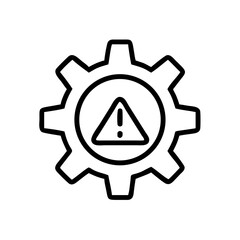 Gear with Alert Warning Symbol Icon Design