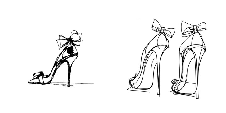 Stylish high heel shoe design featuring elegant bows and sleek lines suitable for fashion illustrations
