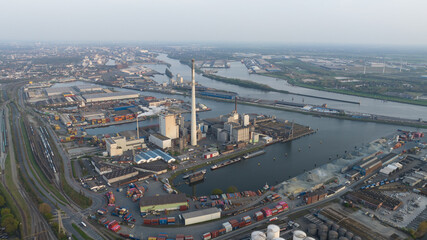port of Bremen, germany, large industrial port, industrial site, transport, power plant, shipping...