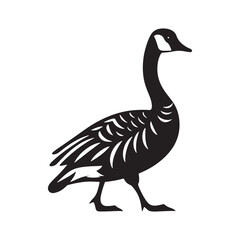 Canada Goose Silhouette - Minimalist Canada Goose Vector - Illustration of Canada Goode Bird - Black and White Canada Goose Art.