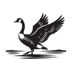 Obraz premium Canada Goose Silhouette - Minimalist Canada Goose Vector - Illustration of Canada Goode Bird - Black and White Canada Goose Art.