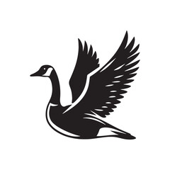 Canada Goose Silhouette - Minimalist Canada Goose Vector - Illustration of Canada Goode Bird - Black and White Canada Goose Art.