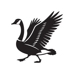 Fototapeta premium Canada Goose Silhouette - Minimalist Canada Goose Vector - Illustration of Canada Goode Bird - Black and White Canada Goose Art.