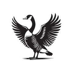 Canada Goose Silhouette - Minimalist Canada Goose Vector - Illustration of Canada Goode Bird - Black and White Canada Goose Art.