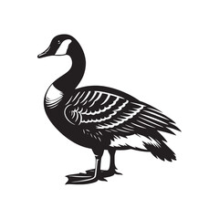Canada Goose Silhouette - Minimalist Canada Goose Vector - Illustration of Canada Goode Bird - Black and White Canada Goose Art.