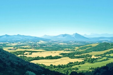 Obraz premium Forest and mountain plains countryside vegetation landscape.