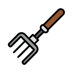 Hand Cultivator Garden Rake Tool Icon Design