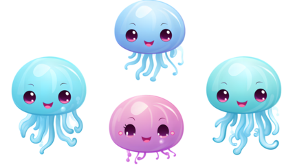 Sweet Jellyfish Vector Design for Kids - Cute Sea Animal Face Illustration