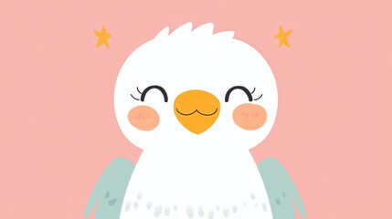 Obraz premium A cheerful anime baby eagle with a vibrant and expressive character, set against a simple background.