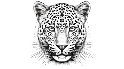Fototapeta premium Detailed Leopard Portrait Hand Drawn Sketch Vector Illustration for Wildlife Designs
