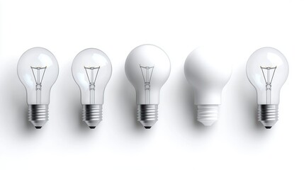 A set of wireless smart light bulbs isolated on a pure white background, realistic lighting and shadow, ideal for cut-out and compositing