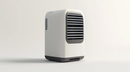 A portable air cooler with built-in humidifier isolated on a pure white background, realistic lighting and shadow, ideal for cut-out and compositing