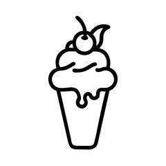 Ice Cream with Cherry Topping Icon Design