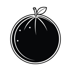 Stylized orange fruit illustration simple black and white design element logo