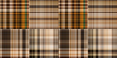 Warm fall gingham tartan check seamless border pattern. Woven classic variegated ombre check ribbon trim. Repeatable banner for washing tape and for fashion edging design