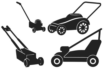 set of Lawnmower silhouette vector illustration