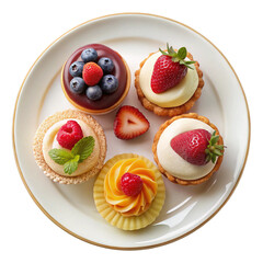 Delicious Assortment of Fruit Tarts Displayed on an Elegant White Plate