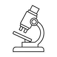 Simple line art illustration of a scientific microscope for research and laboratory use