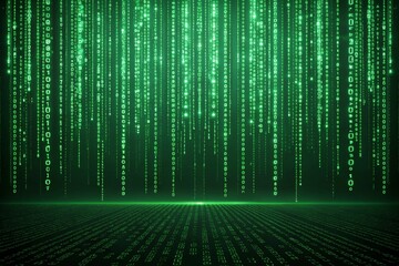 Obraz premium Matrix Code Background Green cascading code futuristic feel - generated by ai