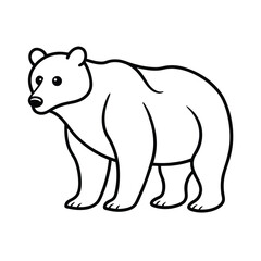 Simple black and white bear illustration line art for coloring pages and design elements