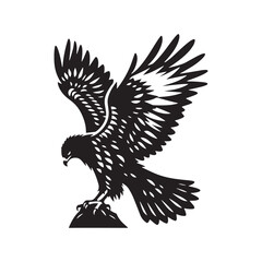 Minimal Buzzard Vector Silhouette - Buzzard Bird Illustration - Buzzard Art - Black and White Buzzard Design.