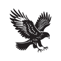Minimal Buzzard Vector Silhouette - Buzzard Bird Illustration - Buzzard Art - Black and White Buzzard Design.