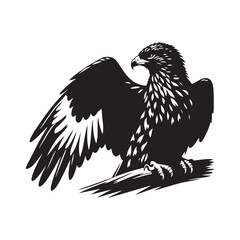 Obraz premium Minimal Buzzard Vector Silhouette - Buzzard Bird Illustration - Buzzard Art - Black and White Buzzard Design.
