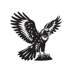 Minimal Buzzard Vector Silhouette - Buzzard Bird Illustration - Buzzard Art - Black and White Buzzard Design.