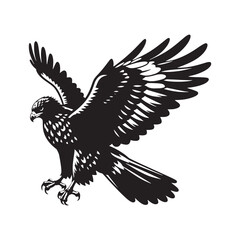 Minimal Buzzard Vector Silhouette - Buzzard Bird Illustration - Buzzard Art - Black and White Buzzard Design.