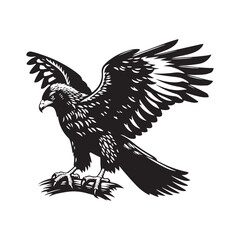 Minimal Buzzard Vector Silhouette - Buzzard Bird Illustration - Buzzard Art - Black and White Buzzard Design.