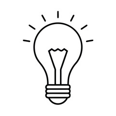 Light bulb outline graphic symbolizing ideas innovation and creativity in black and white